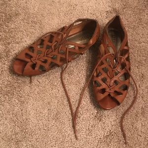 Mia leather lace up flats size 10